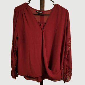 Red Wrap Style Dress Shirt Size Large